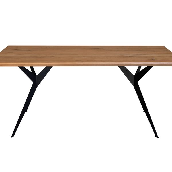 Caserta - Tömör tölgyfa étkezőasztal, fekete fém lábakkal